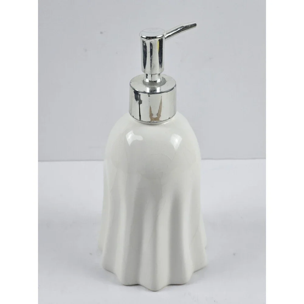 Home Essentials Ghost Ceramic Pump Soap Dispenser Glossy White 8 in